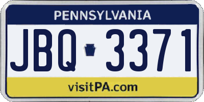 PA license plate JBQ3371
