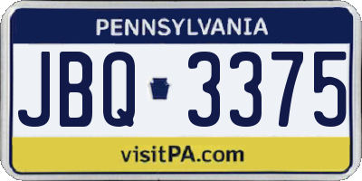 PA license plate JBQ3375