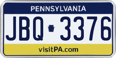 PA license plate JBQ3376