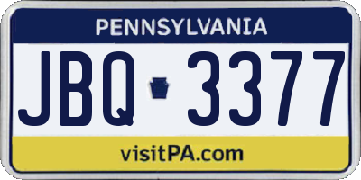 PA license plate JBQ3377