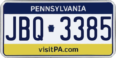 PA license plate JBQ3385
