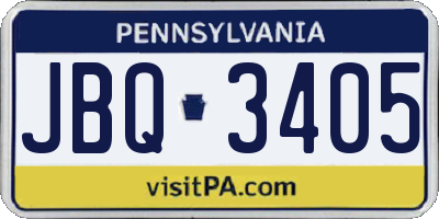 PA license plate JBQ3405