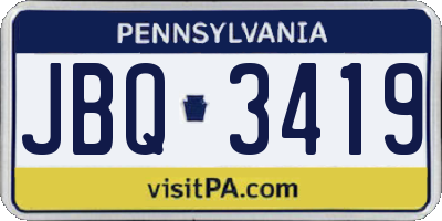 PA license plate JBQ3419