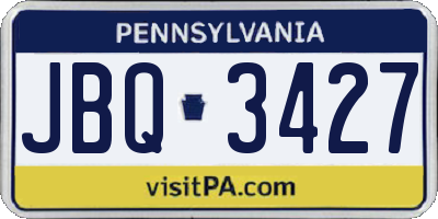 PA license plate JBQ3427