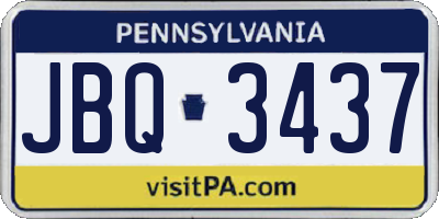 PA license plate JBQ3437