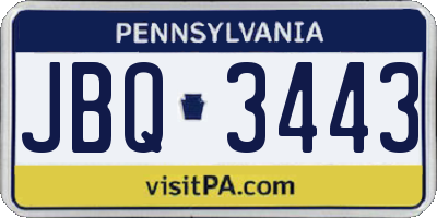 PA license plate JBQ3443