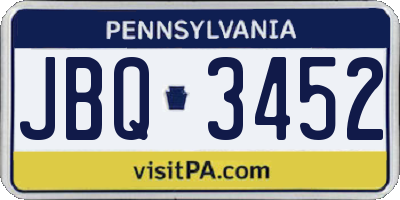 PA license plate JBQ3452