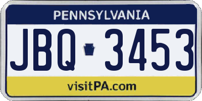 PA license plate JBQ3453