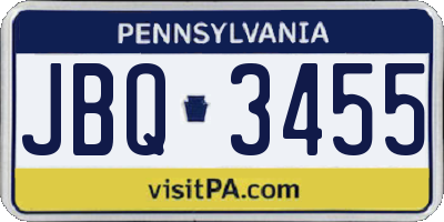 PA license plate JBQ3455