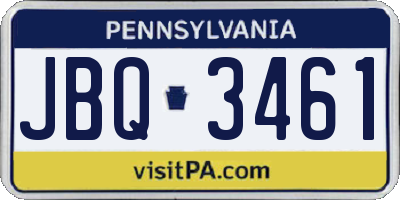 PA license plate JBQ3461