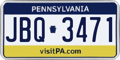 PA license plate JBQ3471