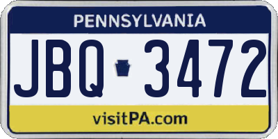 PA license plate JBQ3472