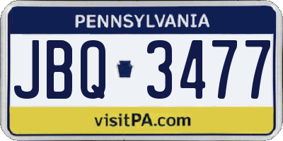 PA license plate JBQ3477