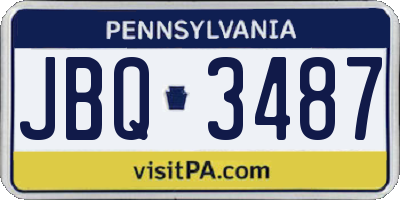 PA license plate JBQ3487