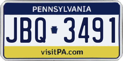 PA license plate JBQ3491