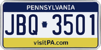 PA license plate JBQ3501