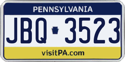 PA license plate JBQ3523
