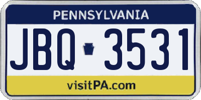 PA license plate JBQ3531