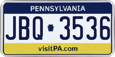 PA license plate JBQ3536