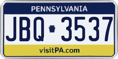 PA license plate JBQ3537