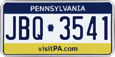 PA license plate JBQ3541