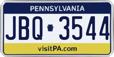 PA license plate JBQ3544