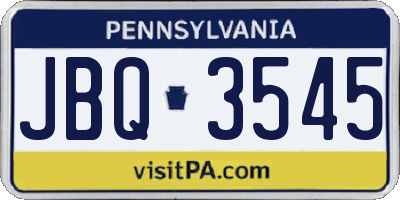 PA license plate JBQ3545