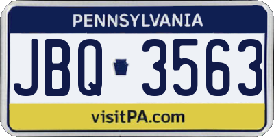 PA license plate JBQ3563