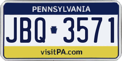 PA license plate JBQ3571