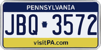 PA license plate JBQ3572