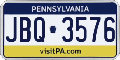 PA license plate JBQ3576