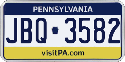 PA license plate JBQ3582