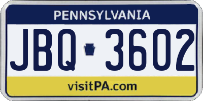PA license plate JBQ3602