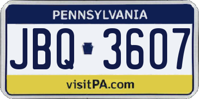PA license plate JBQ3607