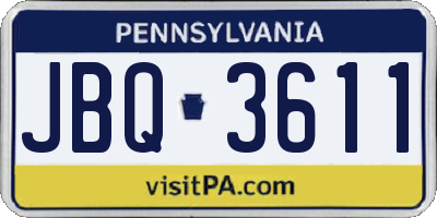 PA license plate JBQ3611