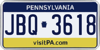 PA license plate JBQ3618