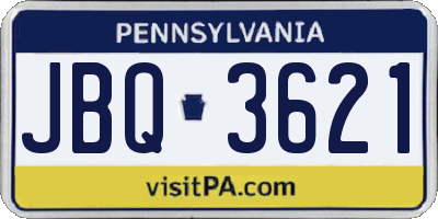 PA license plate JBQ3621