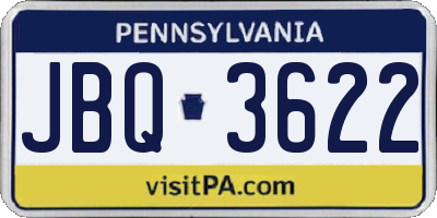 PA license plate JBQ3622