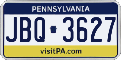 PA license plate JBQ3627