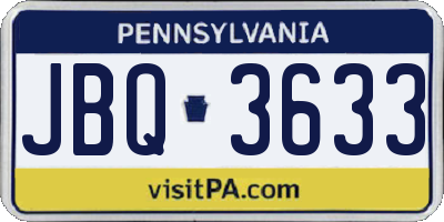 PA license plate JBQ3633