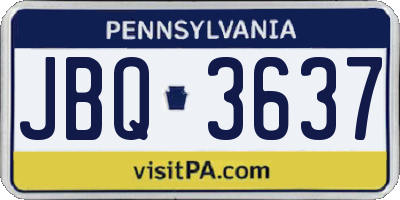 PA license plate JBQ3637