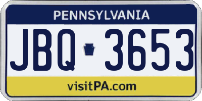 PA license plate JBQ3653