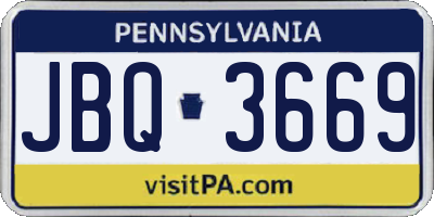 PA license plate JBQ3669