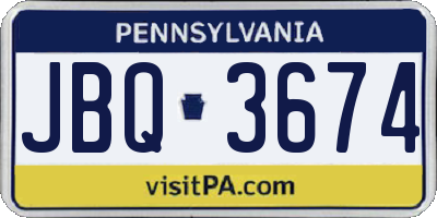 PA license plate JBQ3674