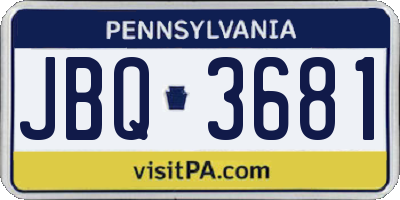PA license plate JBQ3681