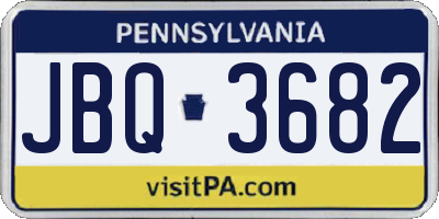 PA license plate JBQ3682