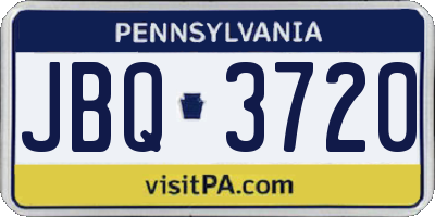 PA license plate JBQ3720