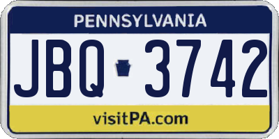 PA license plate JBQ3742