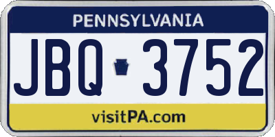 PA license plate JBQ3752