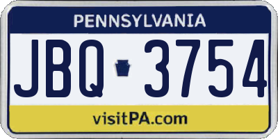 PA license plate JBQ3754